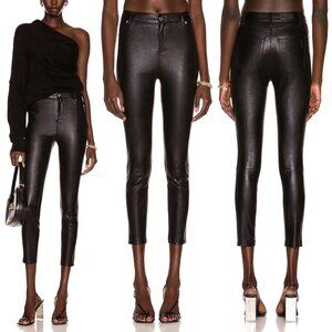 RtA Alvy 100% Lambskin Leather Skinny Pants 28 Cristal Noir Black Sheen  $1095